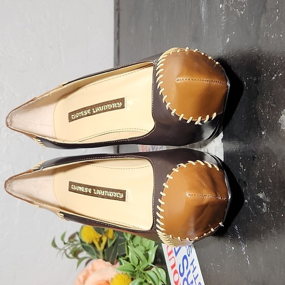 CHINESE LAUNDRY Leather Patchwork Thick Stich Detail Leather Heel 6.5M - Picture 7 of 11